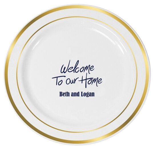 Fun Welcome to our Home Premium Banded Plastic Plates